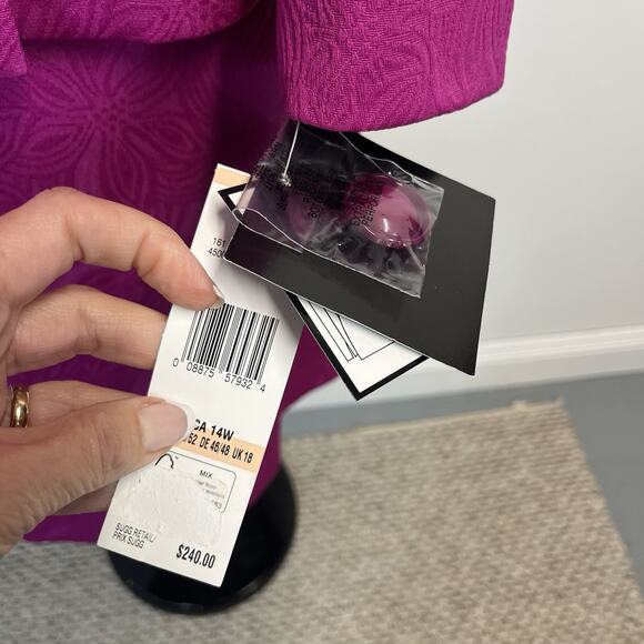 Le Suit Woman Skirt Suit Plus size 14W Pink Vienna Berry Embossed Career Wedding - Picture 5 of 13